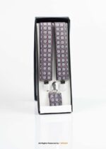 Black, White & Red Check Pattern Three clips Elastic Suspender