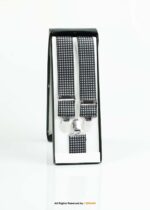 White Micro Check Pattern Three clips Elastic Suspender