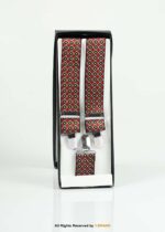 Red, Black & Yellow Check Pattern Three clips Elastic Suspender
