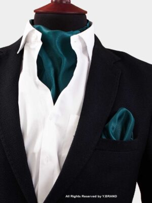 Turquoise Green Self-Micro Pattern Cravat Neck Scarf - PREFOLD-NS-1030