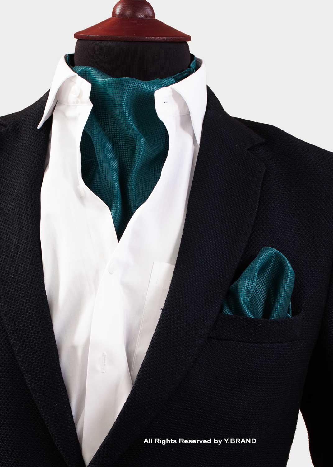 Turquoise Green Self-Micro Pattern Cravat Neck Scarf – PREFOLD-NS-1030