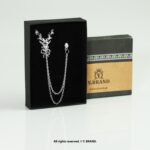 Gold Brooch Deer Antlers Double Chain - B-1157 - Image 2