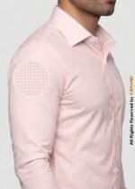 Y-BRAND Men’s Light Pink Micro-Checked Formal Dress Shirt FS-1069 - Image 2