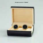 Gold & Black Cufflink Round Dial - CL-0139 - Image 2