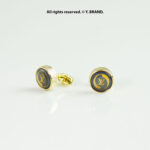 Gold & Black Cufflink Monogram Round - CL-0140