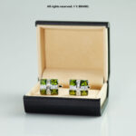 Green & Silver Cufflink Square Crystal - CL-0141 - Image 2