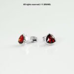 Red & Silver Cufflink Triangle Crystal - CL-0143