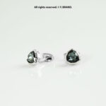 Black & Silver Cufflink Triangle Crystal - CL-0144