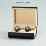 Black & Multicolor Cufflink Round Pearl - CL-0148 - Image 2