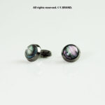 Black & Multicolor Cufflink Round Pearl - CL-0148