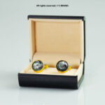 Gold & Black Cufflink Round Pearl - CL-0149 - Image 2