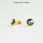 Gold & Black Cufflink Round Pearl - CL-0149