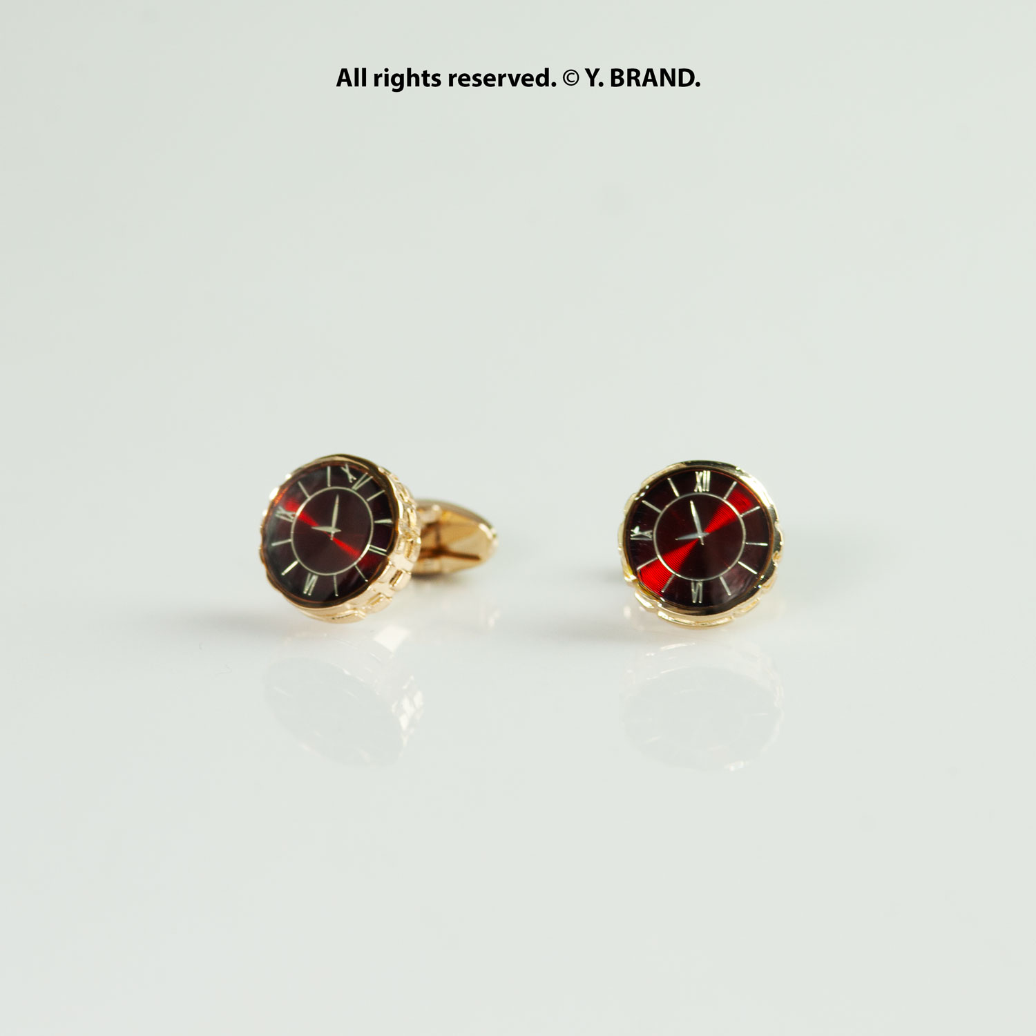CL-024a Gold & Red Cufflink Classic Dial - CL-0153 - Image 1