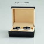 Black & Silver Cufflink Geometric Crystal - CL-0154 - Image 2