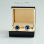 Blue & Silver Cufflink Round Crystal - CL-0155 - Image 2