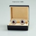 Silver & Red Cufflink Round Mesh Crystal - CL-0156 - Image 2