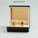 Gold & Purple Cufflink Floral Crystal - CL-0157 - Image 2