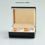 Silver & Orange Cufflink Dual Stone Crystal - CL-0158 - Image 2