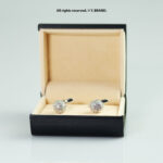 Silver & Pink Cufflink Round Pavé Crystal - CL-0159 - Image 2