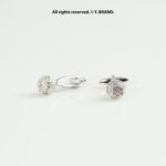 Silver & Pink Cufflink Round Pavé Crystal - CL-0159