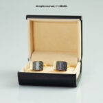 Gold & Black Cufflink Textured Square - CL-0160 - Image 2