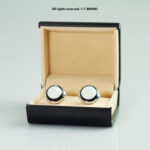 Silver & White Cufflink Classic Round - CL-0162 - Image 2