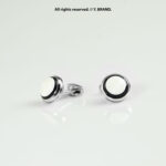 Silver & White Cufflink Classic Round - CL-0162