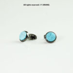 Black & Turquoise Cufflink Round Stone - CL-0163