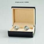 Silver & Green Cufflink Round Textured Crystal - CL-0164 - Image 2