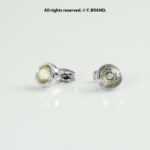 Silver & Green Cufflink Round Textured Crystal - CL-0164