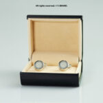 Silver & White Cufflink Classic Round - CL-0165 - Image 2