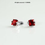 Luxury Sliver Cufflinks with Big Zircon-CL-0130 - Image 2
