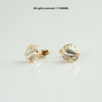 Gold & Silver Cufflink Round Crystal Designer - CL-0169