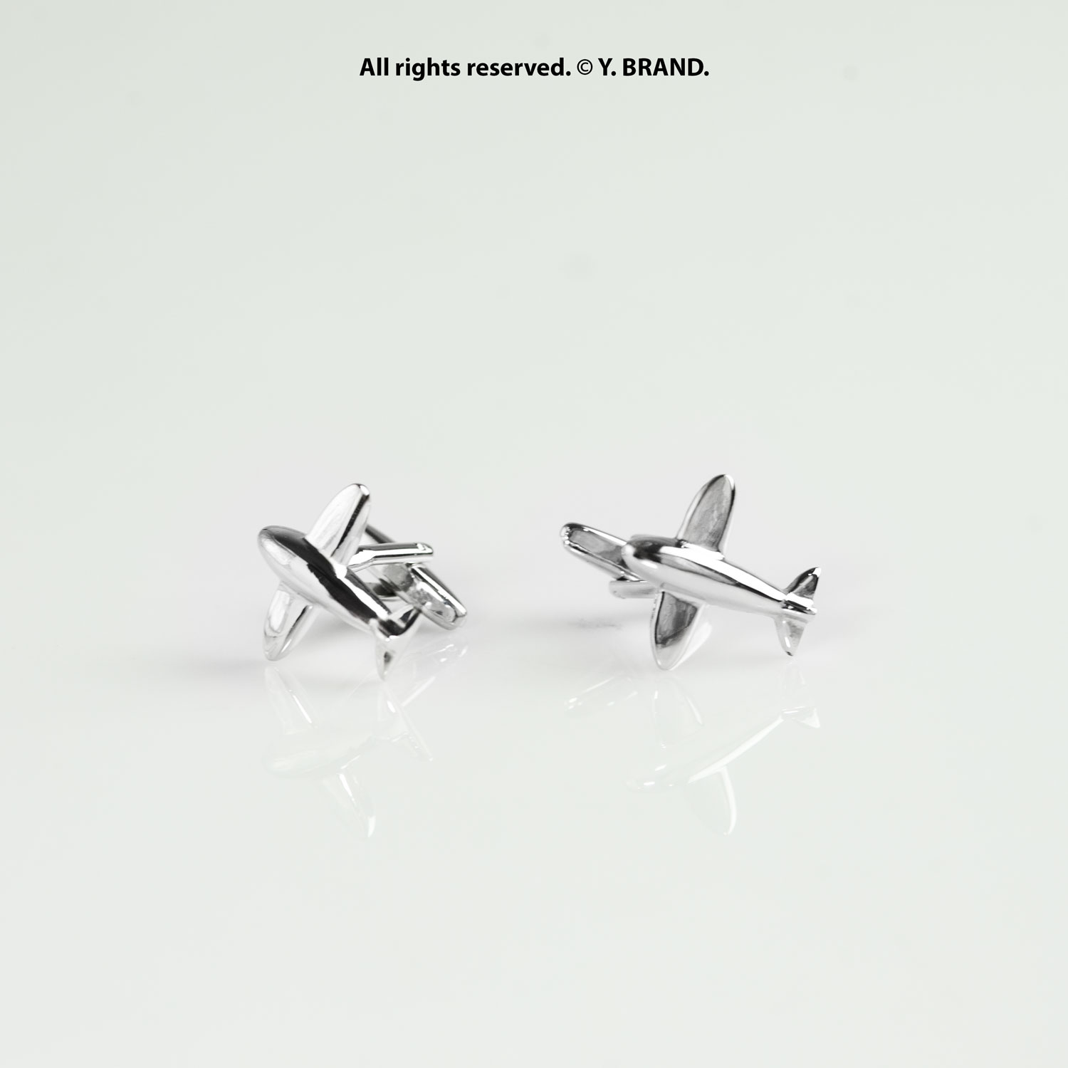 CL-055a Silver Cufflink Airplane Design Novelty - CL-0178 - Image 1