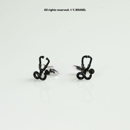 Black Cufflink Medical Stethoscope Design - CL-0181