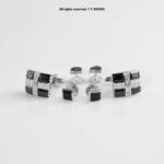 Silver & Black Cufflink Set Geometric Stone Design – CLS-1013
