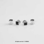 Silver & Black Cufflink Set Geometric Stone Design – CLS-1013 - Image 2