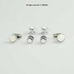 Silver & White Cufflink Set Classic Round Minimal Design – CLS-1014