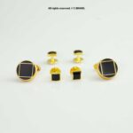Gold & Black Cufflink Set Geometric Square Frame Design – CLS-1016