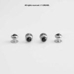 Silver & Black Cufflink Set Faceted Stone Round Design – CLS-1017 - Image 2