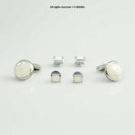 Silver & Ivory Cufflink Set Classic Round Pearl Finish Design – CLS-1019