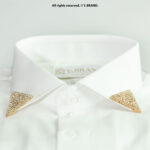 Gold Collar Pin Bar Crystal Triangle Luxury - CPB-1026 - Image 2