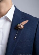 Light Brown & Rose Gold Lapel Pin Luxury Floral - LP-049