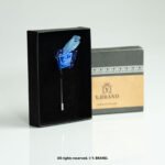 Blue & Silver Lapel Pin Luxury Floral Feather - LP-051 - Image 2