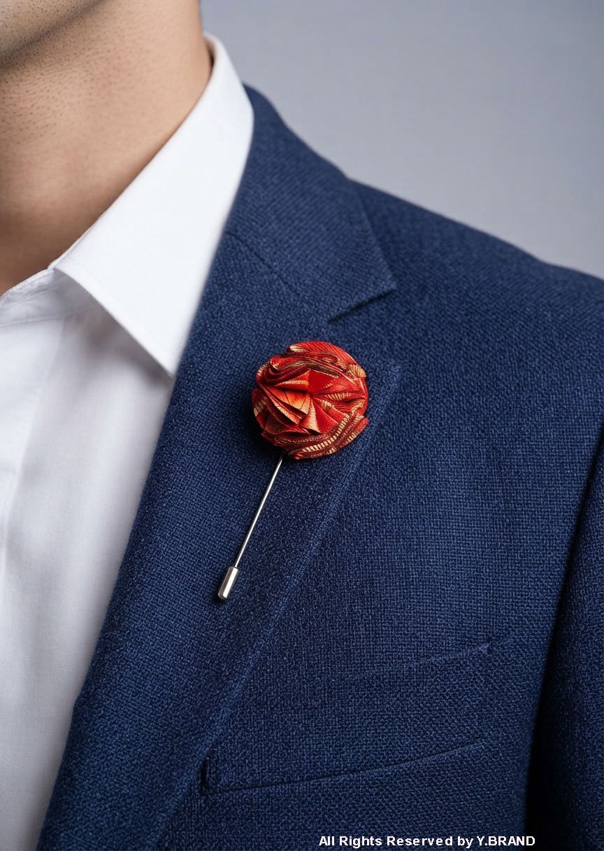LP-055a Red & Gold Lapel Pin Luxury Floral - LP-055 - Image 1