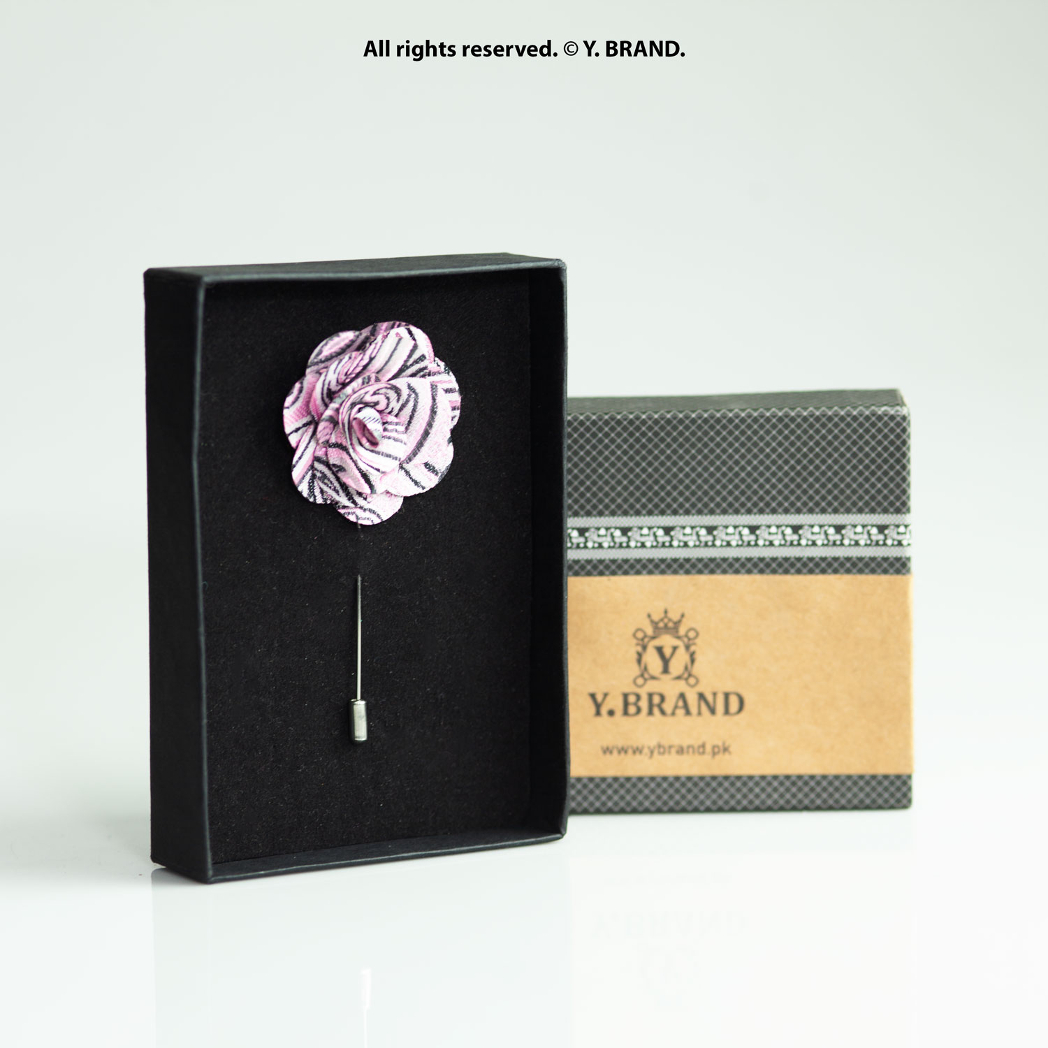 LP-056 Pink & Black Lapel Pin Classic Floral - LP-056 - Image 1