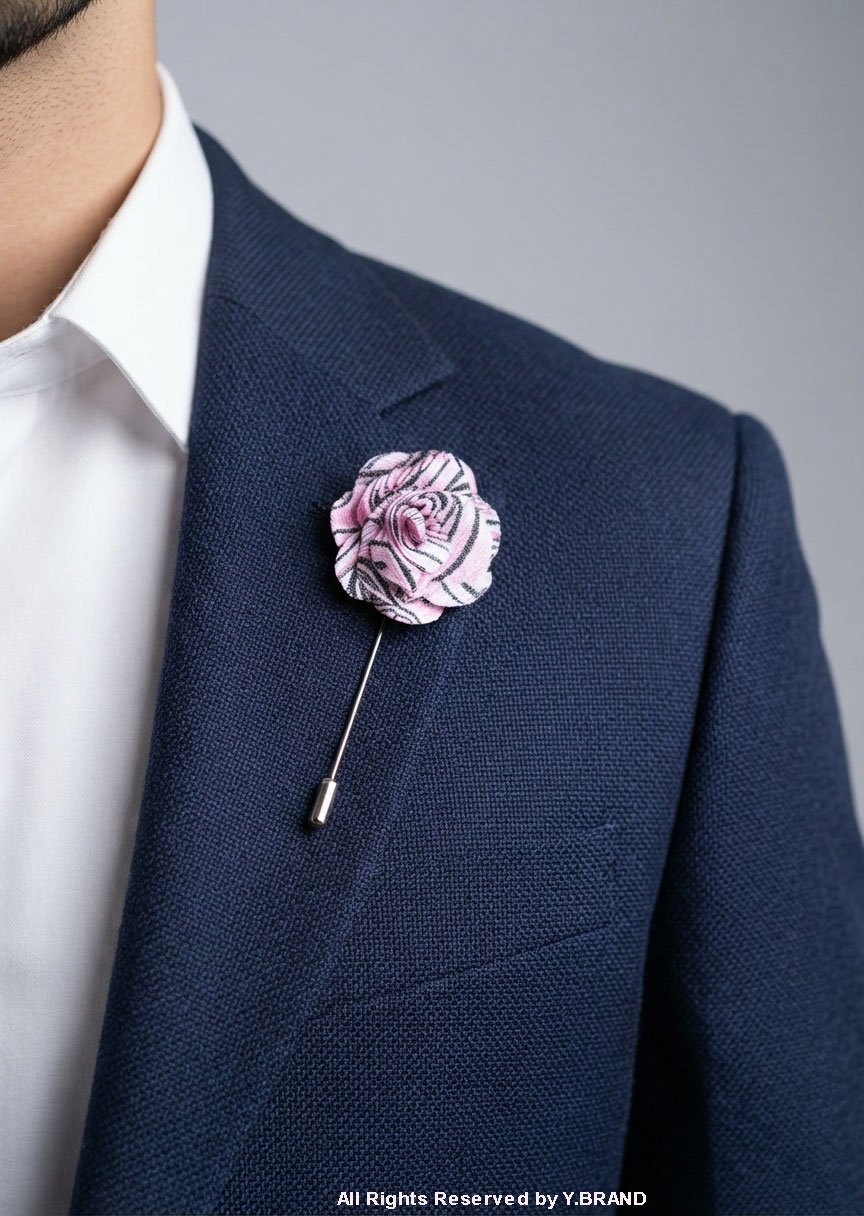 LP-056a Pink & Black Lapel Pin Classic Floral - LP-056 - Image 1