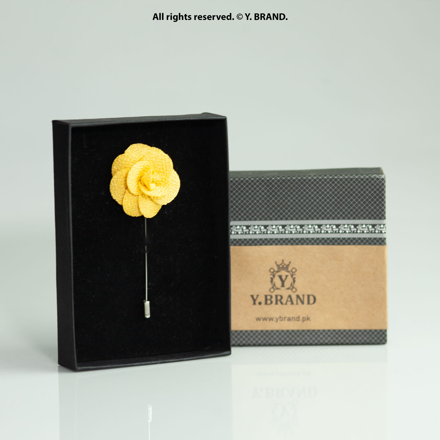 LP-057 Mustard & Silver Lapel Pin Classic Floral - LP-057 - Image 1