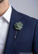 Green & White Lapel Pin Classic Floral Pattern - LP-059