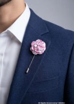 Pink & White Lapel Pin Classic Floral Pattern - LP-060